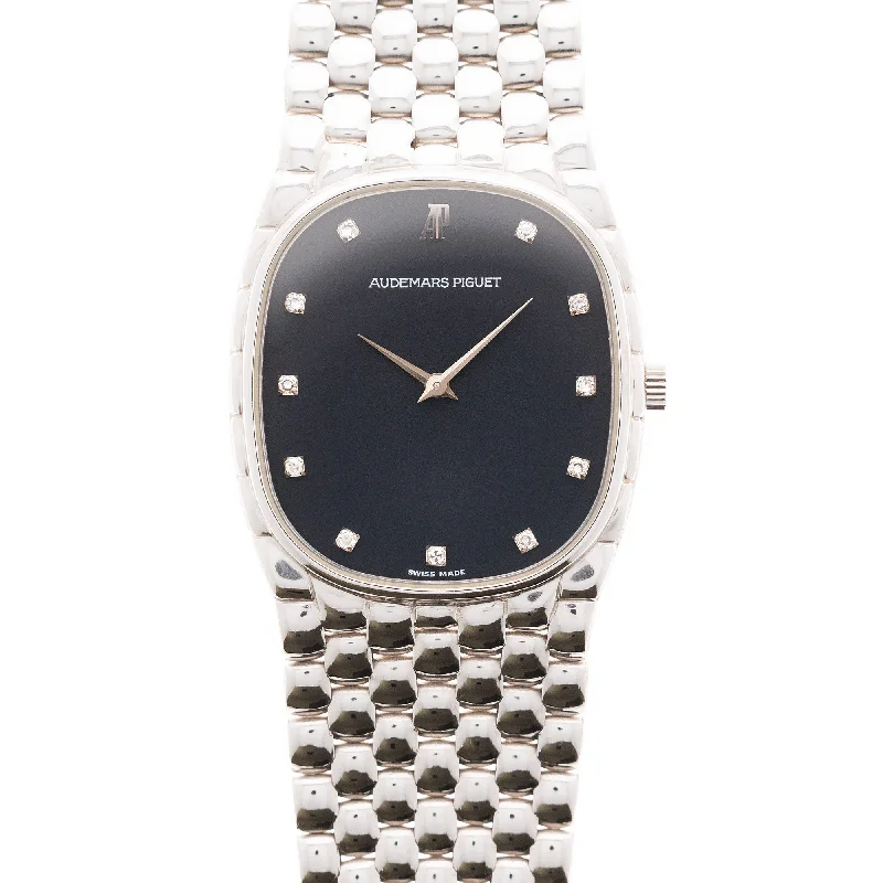 Men's Audemars Piguet Mechanical Movement Watches-Audemars Piguet White Gold Beaded Bracelet Watch