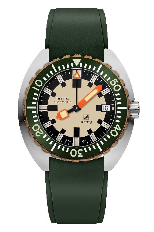 Men's American Made Design Dress Watches for Local Craftsmanship-Doxa Army Bronze Bezel 785.60.031.26