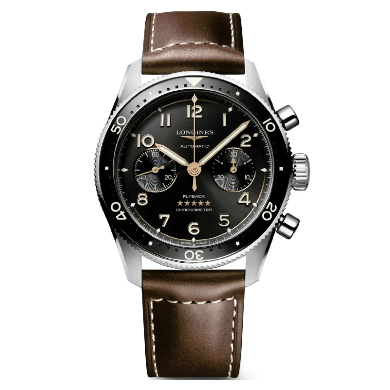 Women's Pilot Watches for Technological Innovation-Longines Spirit Flyback Sunray Black Dial Men 42mm
