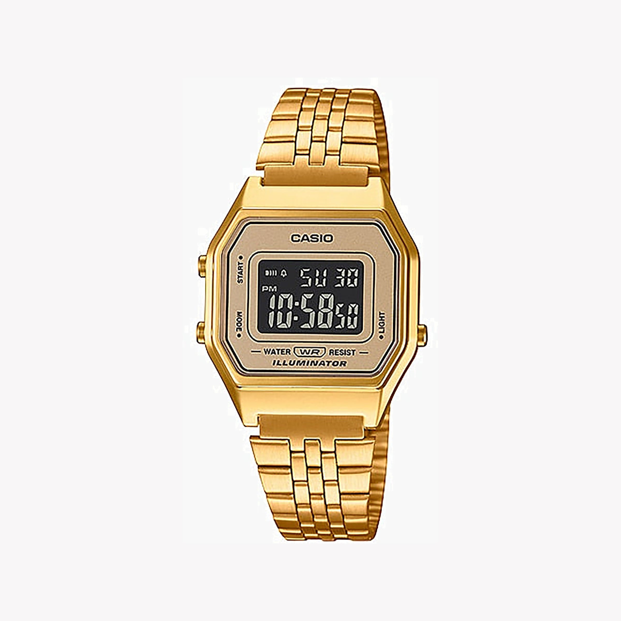 Men's Digital Watches for Travelers-Casio Unisex Gold Resin Watch, Stainless Steel Band | LA680WGA-9BDF