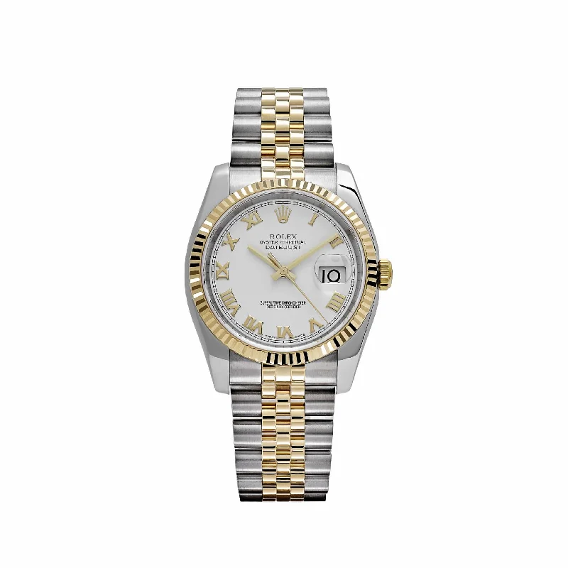 men's Rolex watches with baton markers -Rolex Datejust 116233 Yellow Gold Stainless Steel White Roman Dial Jubilee men's Rolex watches with baton markers -Rolex Datejust 116233 Yellow Gold Stainless Steel White Roman Dial Jubilee