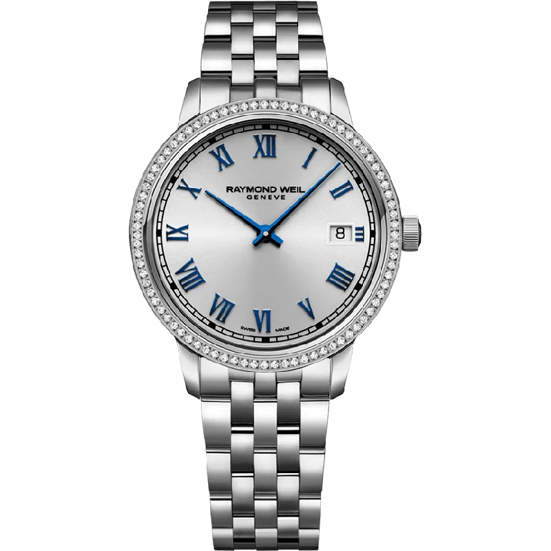 Men's Italian Made Style Dress Watches for Fashionable Designs-Raymond Weil Toccata  Ladies  Silver Watch 5385-STS-­00653 