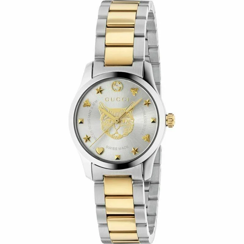 Women's Chronograph Watches for Sale-Gucci Women's YA126596 G-Timeless Two-Tone Stainless Steel Watch