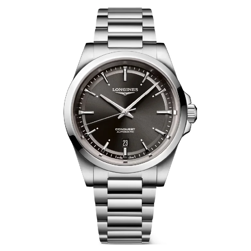 Women's Pilot Watches with Anniversary Edition-Longines Conquest Sunray black Dial Men 41mm
