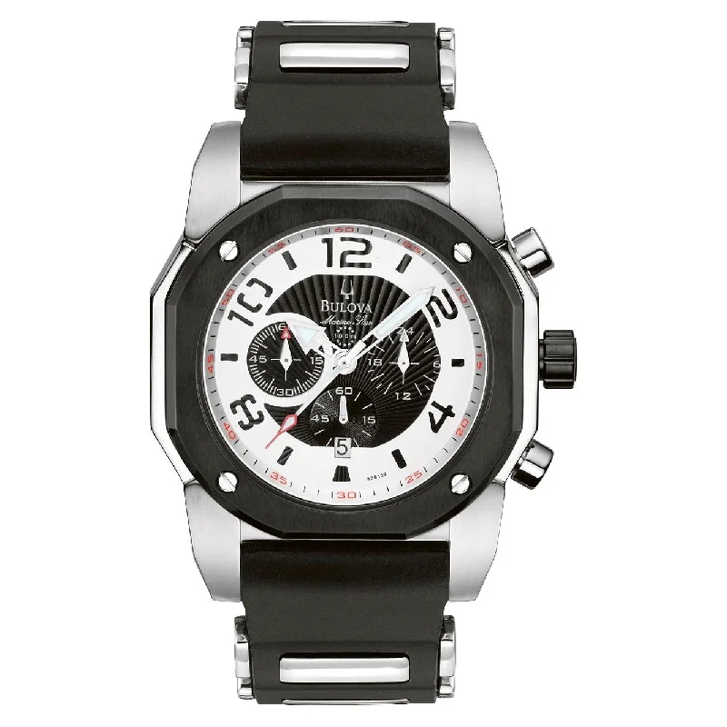 Men's Chronograph Watches for Fitness Tracking-Bulova Men's 98B139 Marine Star Chronograph,Shock Resistant Black Silicone Watch
