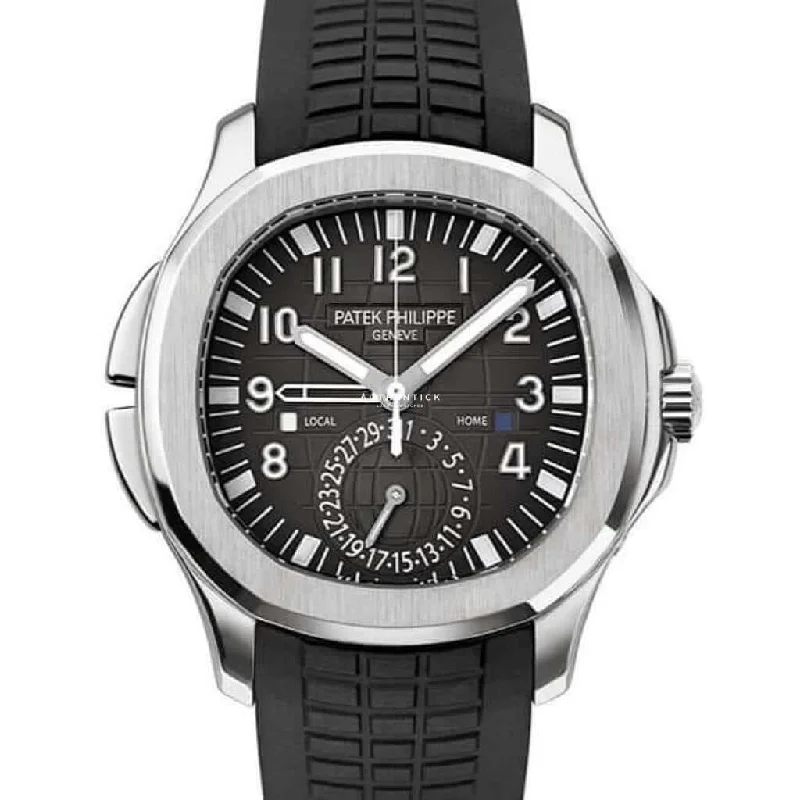 Men's Patek Philippe Watches for Adventure Seekers-Patek Philippe Aquanaut Travel Time Stainless Steel Black Dial 5164A-001