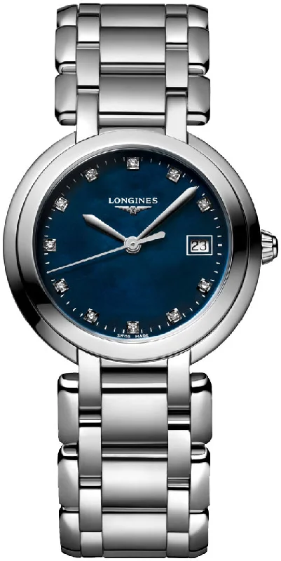 Women's Pilot Watches with High-End Style Inspiration-Longines Primaluna Blue Mother-Of-Pearl Dial Women 30.5mm