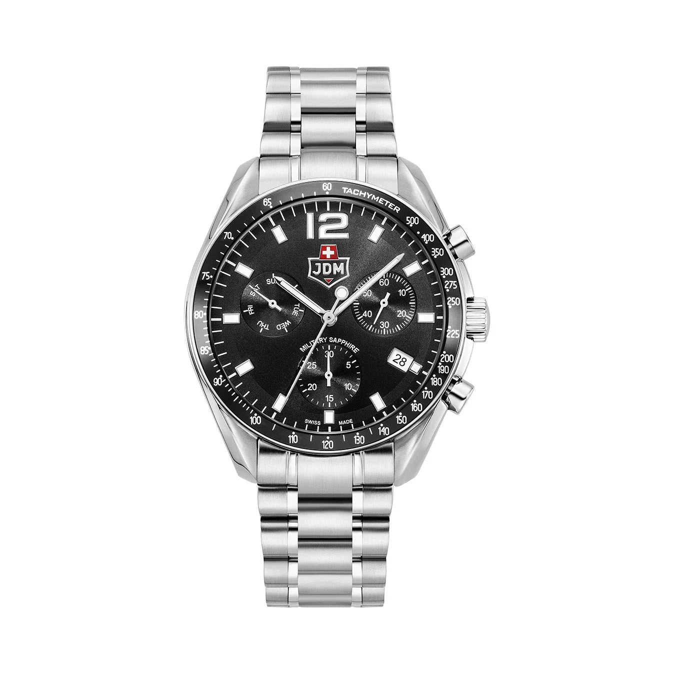 Men's Military Watches with Business Continuity-JDM Military Swiss Precision Men's Watch JDM-WG021-01 – Swiss Made, 42mm, Stainless Steel, Sapphire Crystal, Quartz, 10 ATM