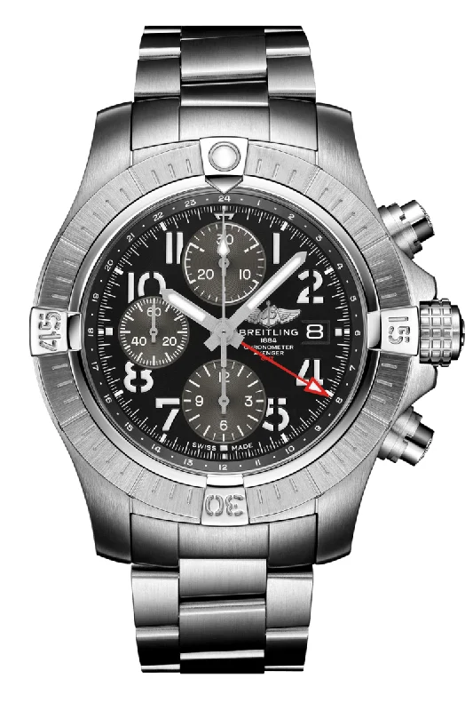 Men's Romantic Dinner Dress Watches for Valentine's Day-Breitling Avenger Chronograph GMT 45 A24315101B1A1