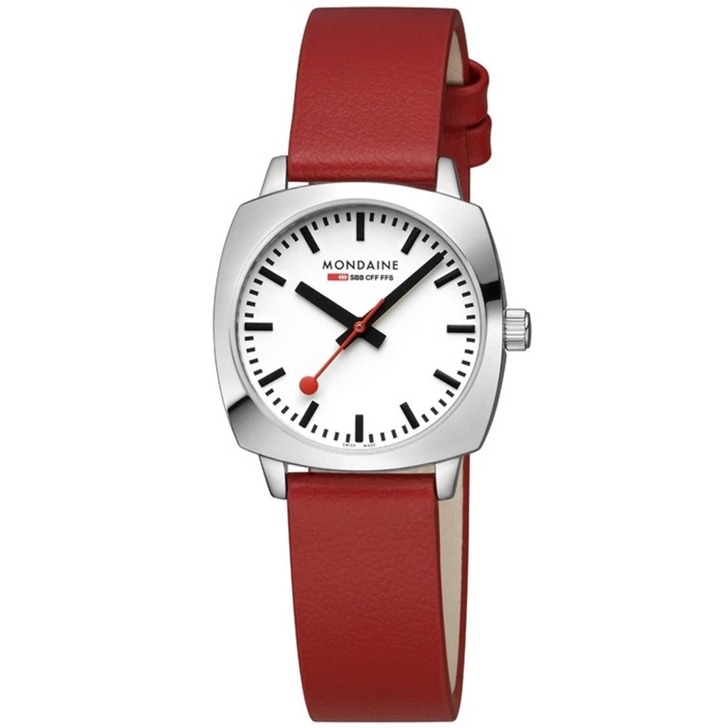 Men's Anniversary Design Dress Watches for Milestone Celebrations-Mondaine Petite Cushion Square Ladies Black Watch MSL.31110.LCV