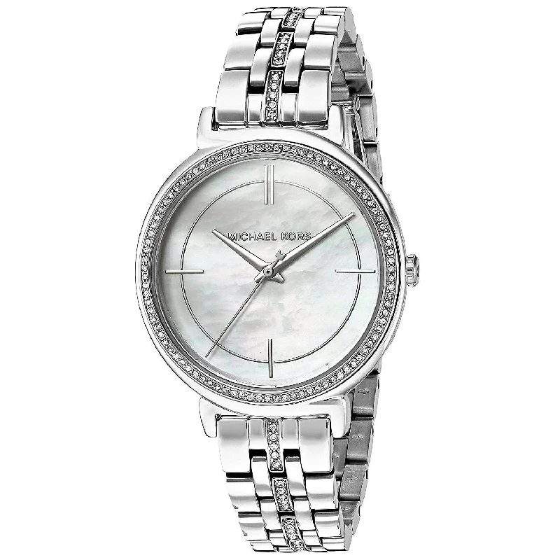 Women's Chronograph Watches with Thermometer Function-Michael Kors Women's MK3641 Cinthia Crystal Stainless Steel Watch