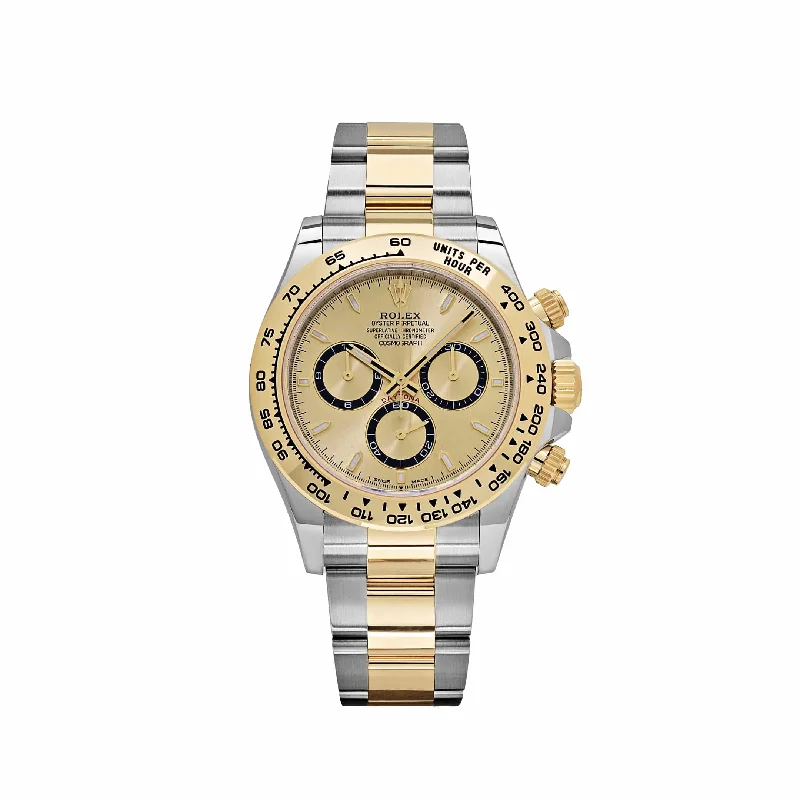 Authentic Rolex men's watch box and papers verification -Rolex Daytona 126503 Yellow Gold Stainless Steel Champagne Dial