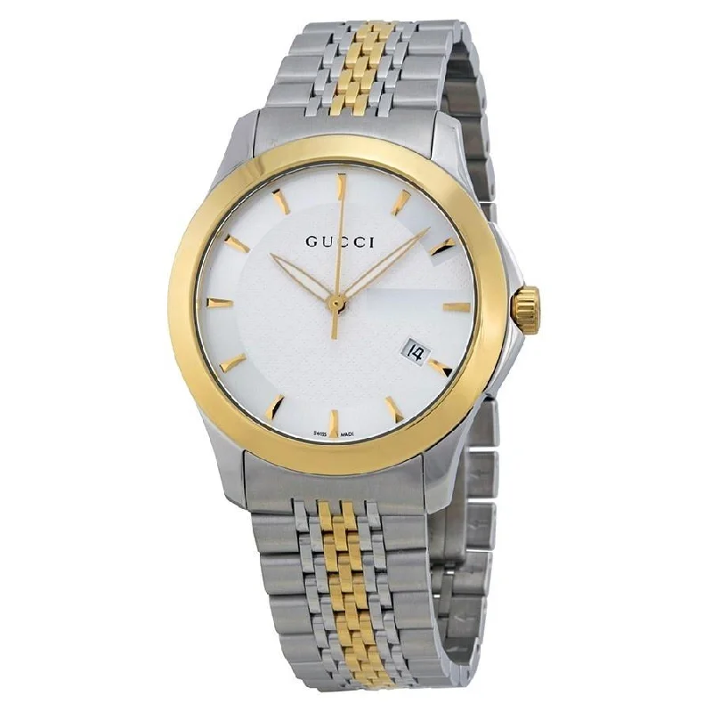 Men's Chronograph Watches for Workouts-Gucci Men's YA126409 G-Timeless Two-Tone Stainless Steel Watch