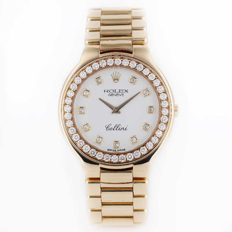 best men's Rolex watches for collectors -​Rolex Cellini | REF. 6663 | White Diamond Dial | 36.5mm | 18k Yellow Gold | 1991