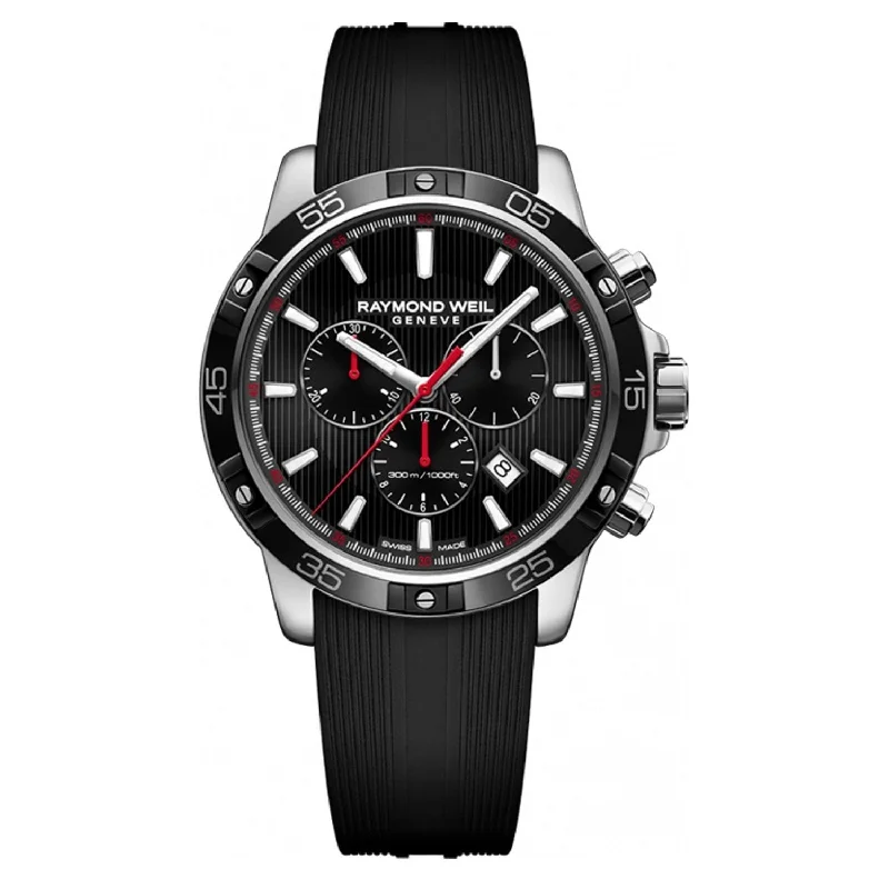 Men's Chronograph Watches for Timeless Style-Raymond Weil Men's 8560-SR1-20001 Tango Chronograph Black Rubber Watch