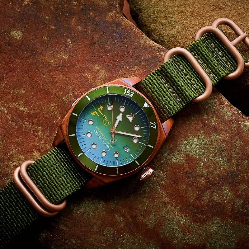 Women's Military Watches for Pilots-Viribus Unitis 153.27 Limited Edition (Pre-Aged Bronze)