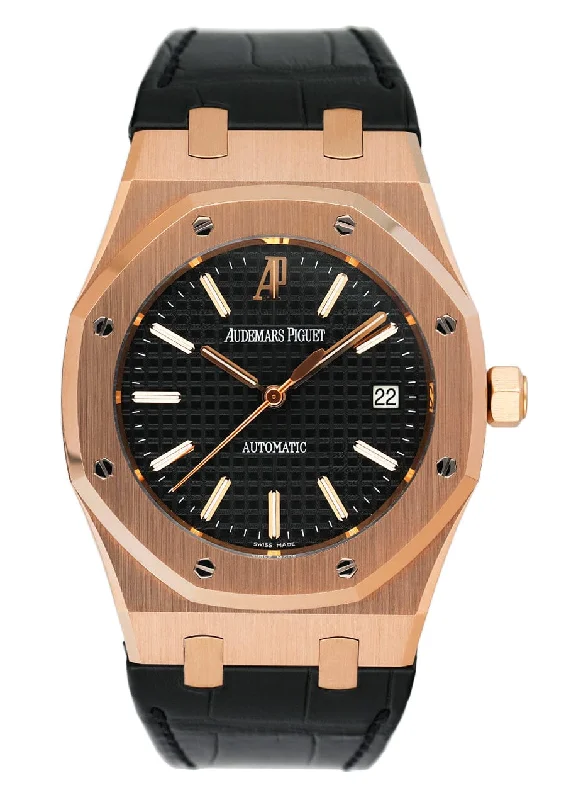 Men's Audemars Piguet Holiday Season Design Watches-Audemars Piguet Royal Oak 15300OR Black Dial Mens Watch Box Papers