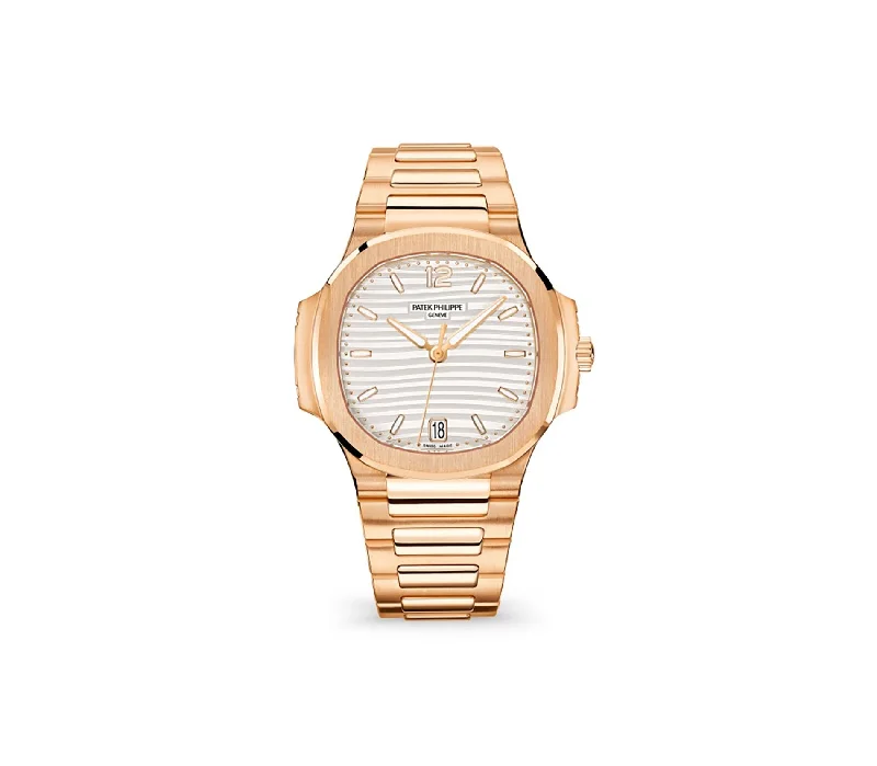 Men's Patek Philippe Watches with Luxury Materials-35mm 18k Rose Gold Silver Dial Self Winding