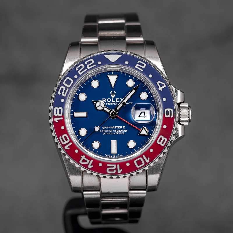 How to spot fake Rolex Oyster Perpetual men's watches -GMT MASTER-II 'PEPSI' WHITEGOLD MIDNIGHT BLUE DIAL (2022)