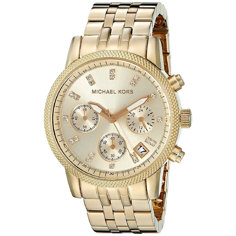 Women's Chronograph Watches for Understated Elegance-Michael Kors Women's MK5676 Ritz Chronograph Crystal Gold-tone Stainless Steel Watch
