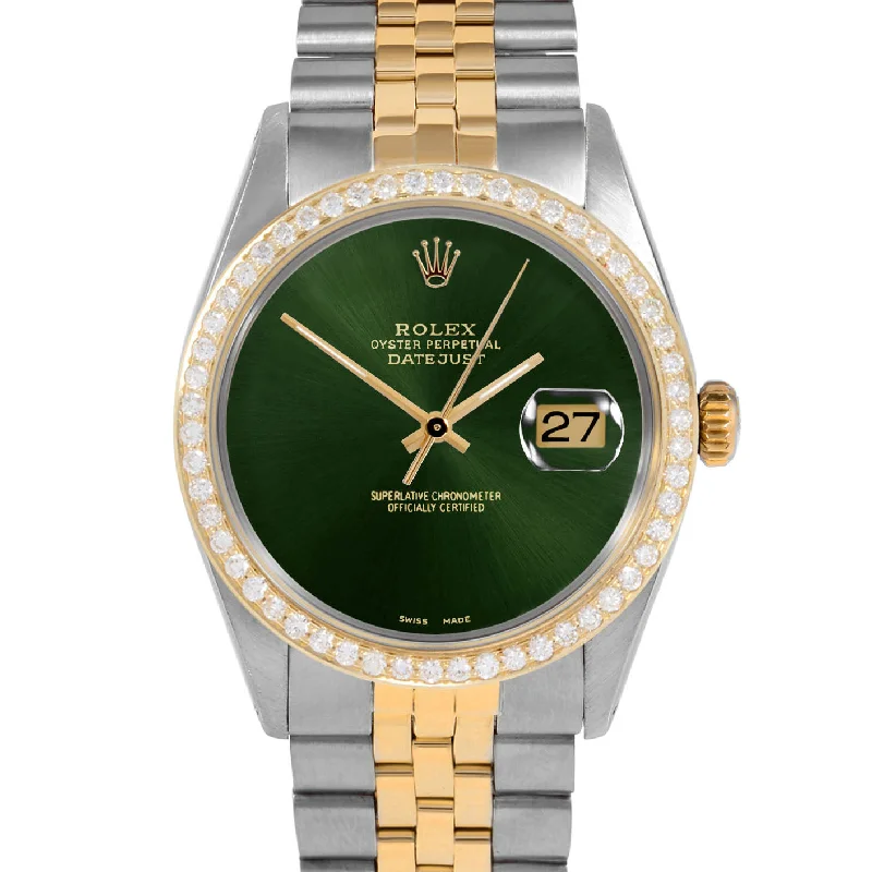 men's Rolex watches with luminous hands -​Rolex Datejust 36mm | 1601-TT-GRN-NOHM-BDS-JBL