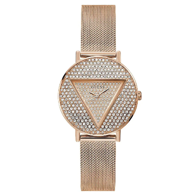 Women's Pilot Watches with Altimeter Calibration-Guess Iconic Rose Gold Dial Women 36mm