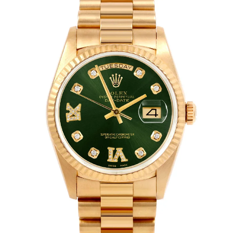 affordable men's Rolex watch models -​Rolex Day-Date 36mm | 18038-GRN-8DR69-FLT-PRS
