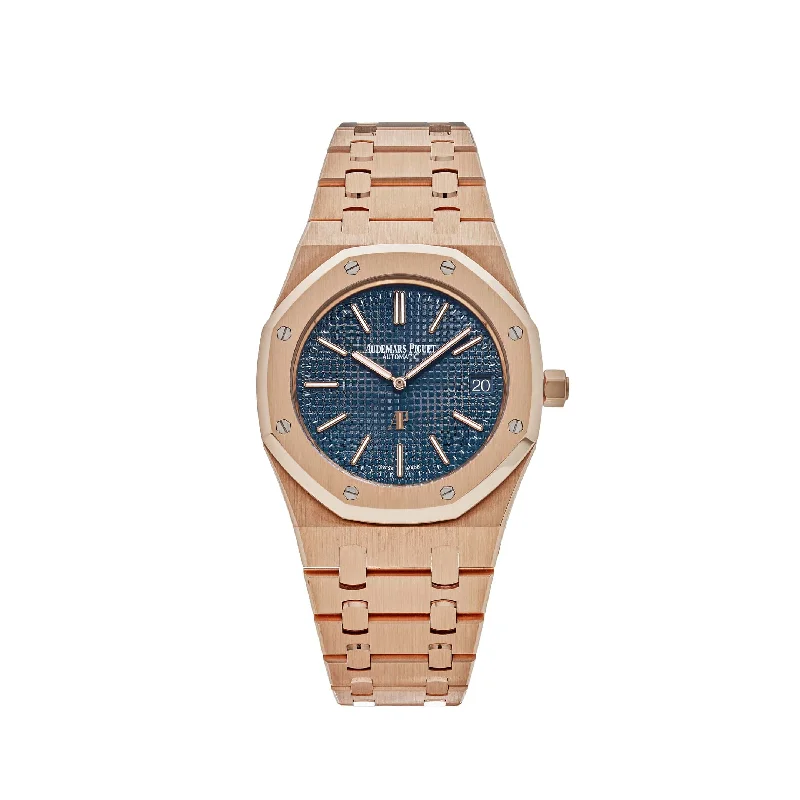 Men's Audemars Piguet Limited Edition Watches-Audemars Piguet Royal Oak 15202OR.OO.1240OR.01 'Jumbo' Extra-Thin Rose Gold Blue Dial