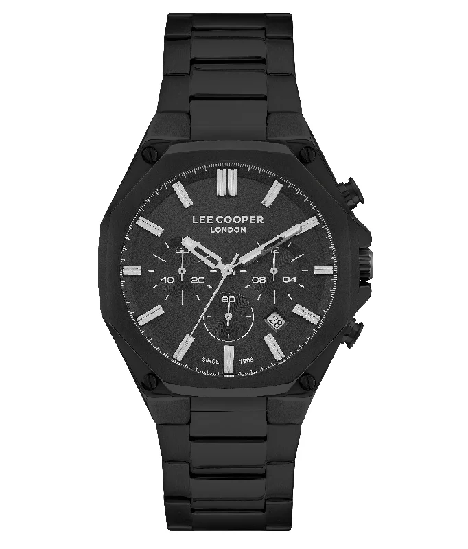 Men's Chronograph Watches with Smart Features-Lee Cooper Men's Chronograph Analog Black Dial Watch – LC07319.650