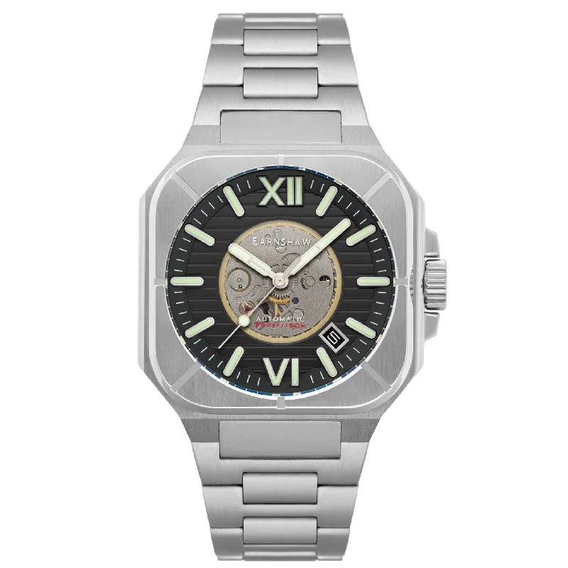 Men's Thin Case Design Dress Watches for Slim Profile-Thomas Earnshaw Armoury Skeleton Automatic Watch ES-8258-11