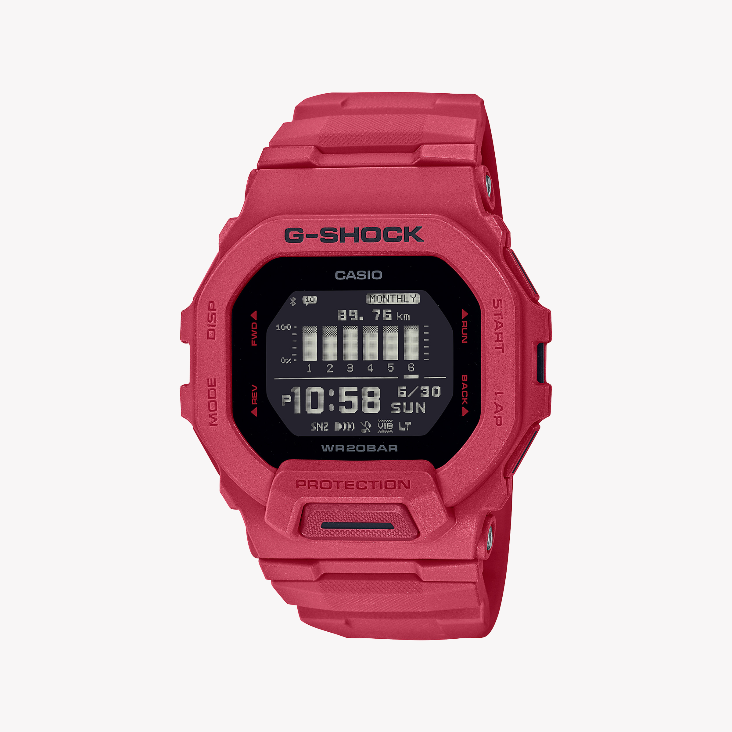 Men's Digital Watches with Thermometer Function-G-SHOCK Men's Red Resin Watch, Sporty Design | GBD-200RD-4DR