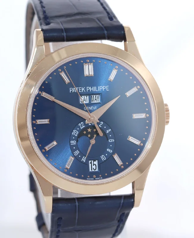 Women's Patek Philippe Party Wear Watches-Patek Philippe 5396R Annual Calendar Rose Gold Blue Diamond 39MM LEATHER Watch