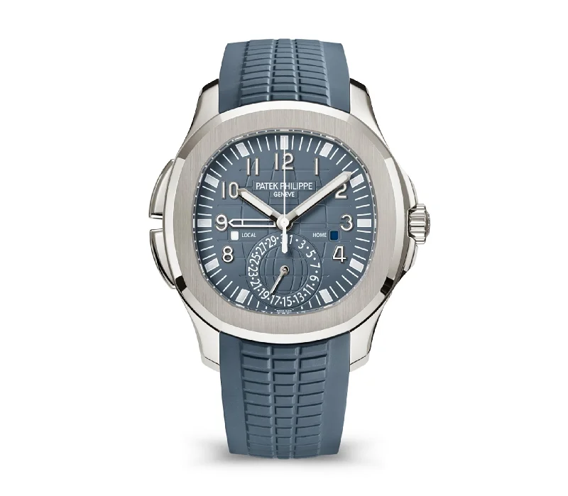Men's Patek Philippe Watches for Fitness Tracking-41mm Travel Time 18k White Gold Blue-Grey Dial