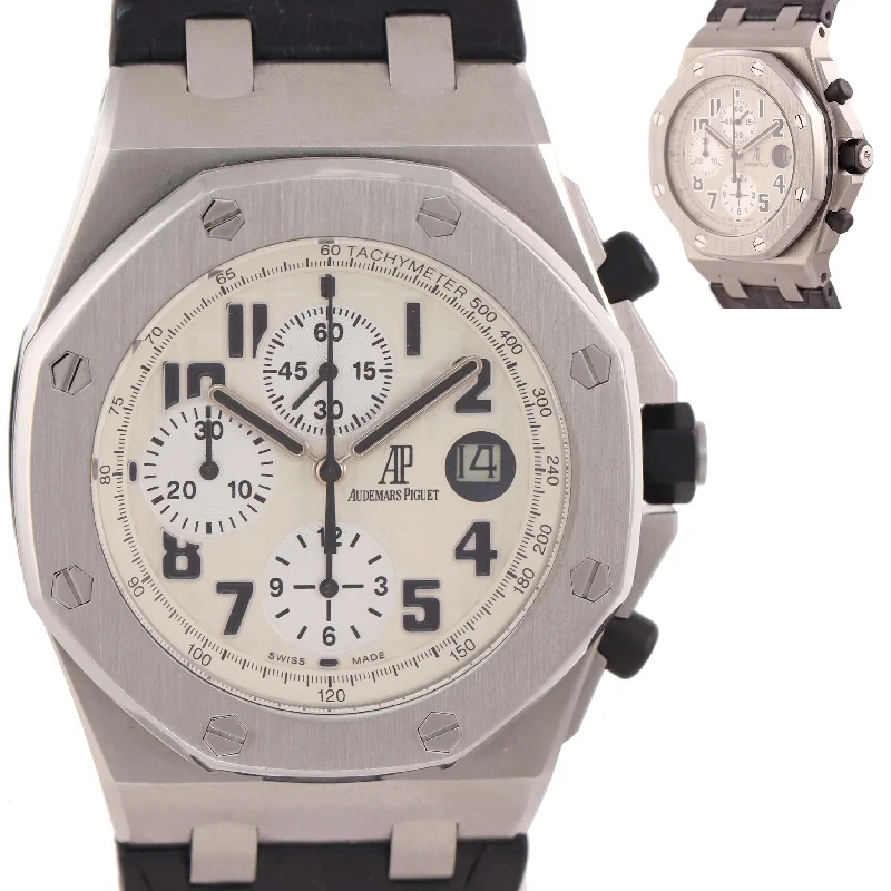 Women's Audemars Piguet Thin Case Watches-Audemars Piguet Royal Oak Offshore Panda Leather 42mm 26170ST.00 Watch A9