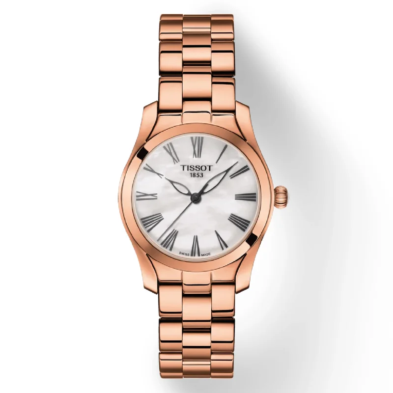 Women's Heritage Watches for Mountain Climbing-Tissot T-Lady White Mother-Of-Pearl Dial Women 30mm