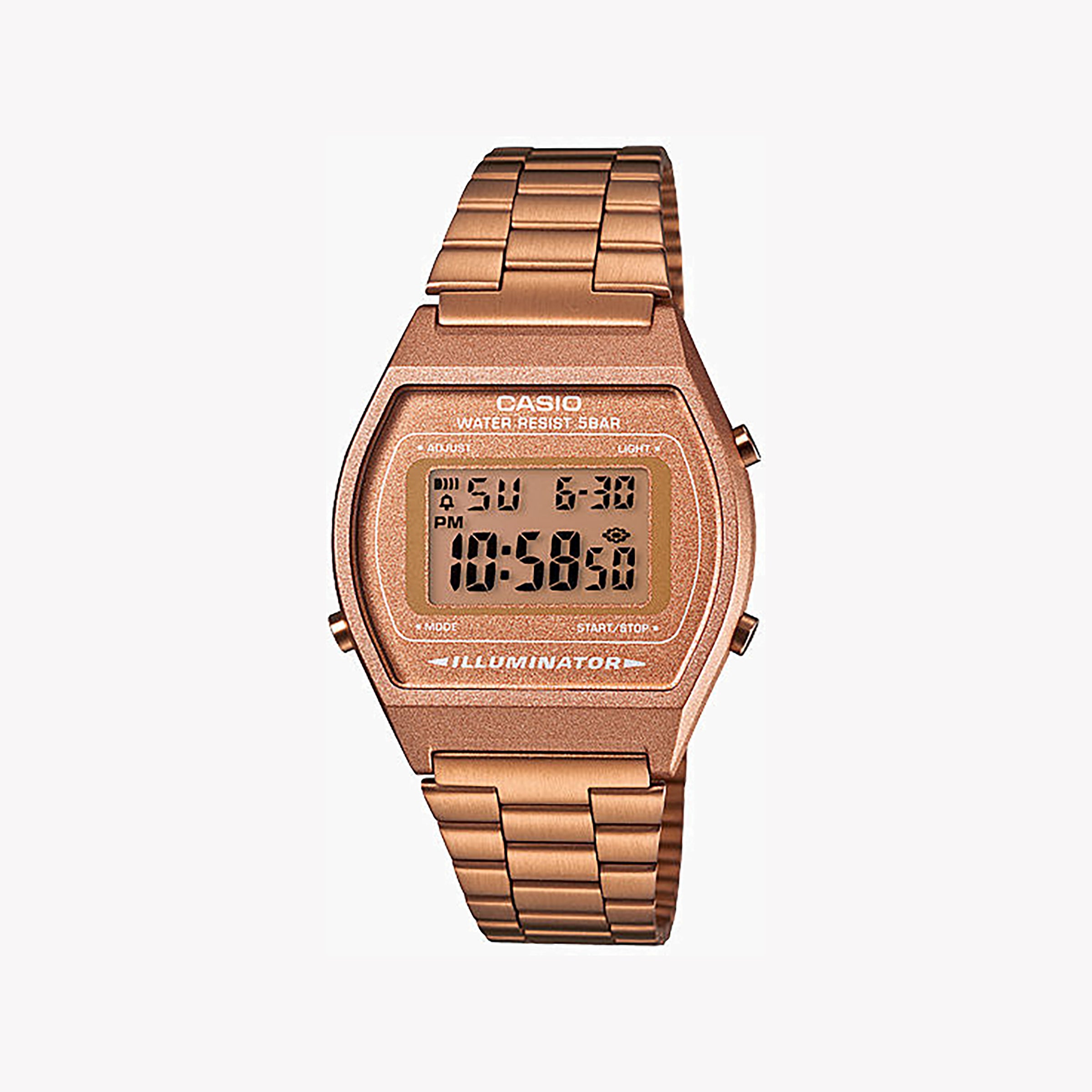 Men's Digital Watches with Classic Design-Casio Unisex Rose Gold Watch, Resin/Stainless Steel | B640WC-5ADF