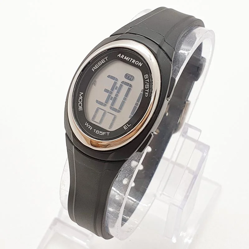 Women's Pilot Watches for High-End Collectors-Vintage Armitron Digital Chronograph Watch | Ladies Black Sports Watch