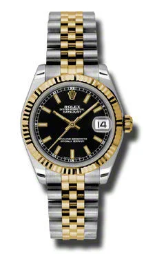 men's Rolex watches with hobnail dial -​Rolex - Datejust 31mm - Steel and Yellow Gold - Fluted Bezel