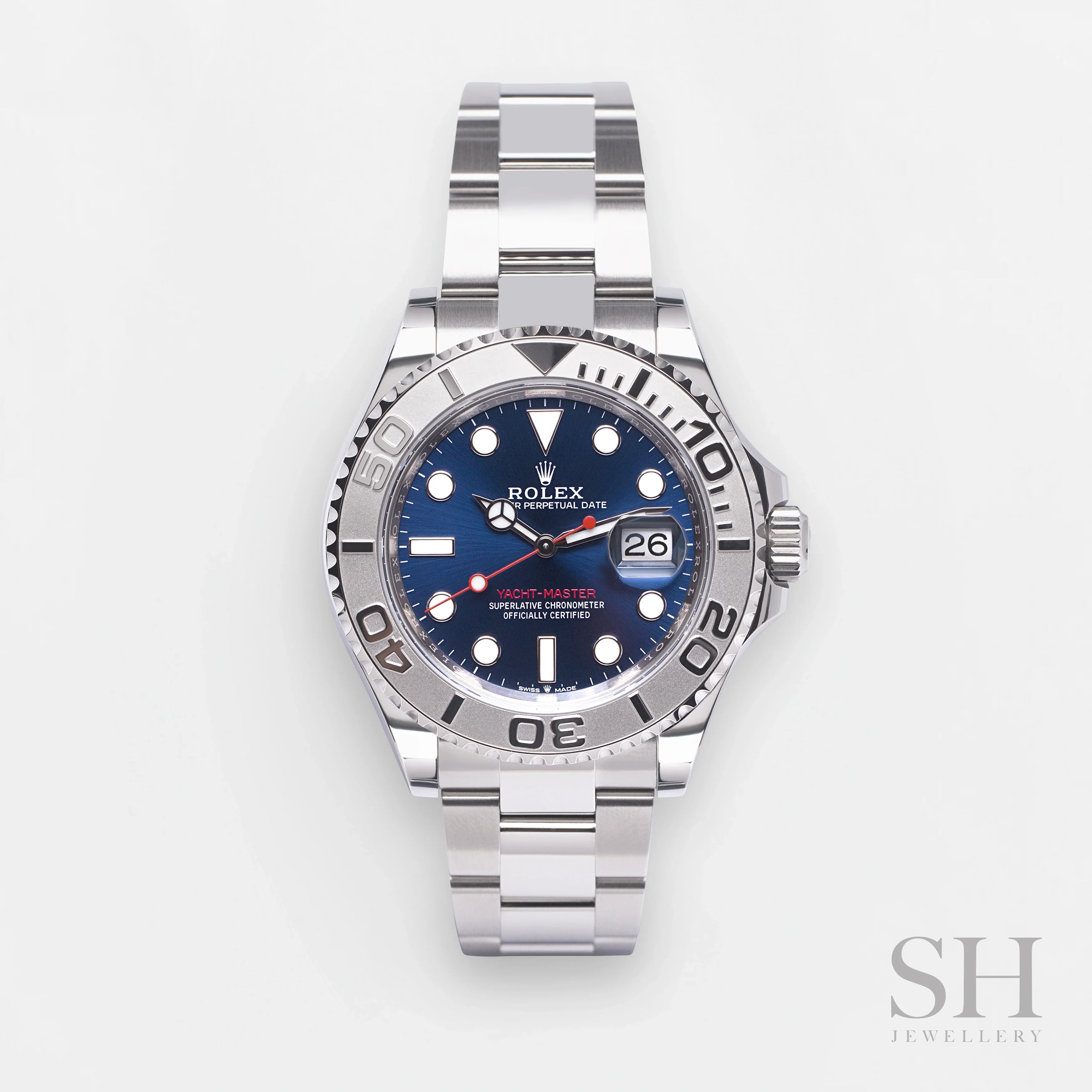 men's Rolex watches with GMT function -​Rolex Yacht-Master40 40mm Steel/Plat Blue Dial Button Markers 2024 Ref m126622-0002 (#852)