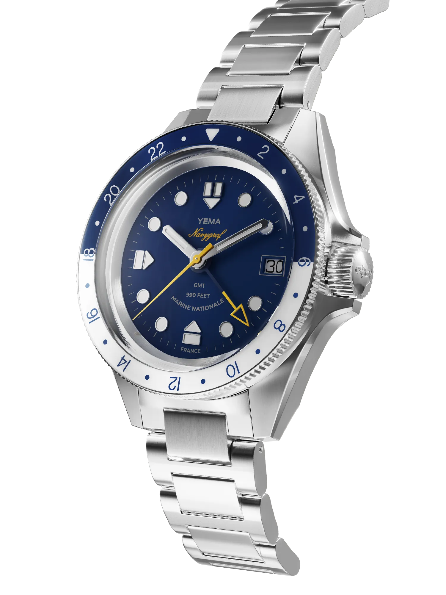 Women's Military Watches with Luxury Materials-Navygraf Marine Nationale GMT