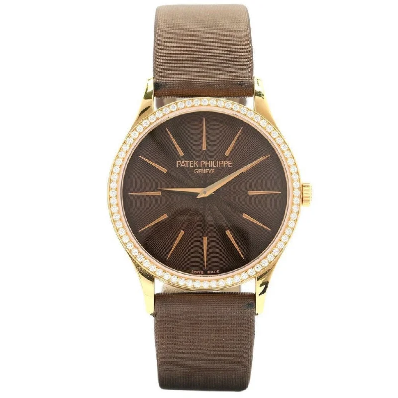 Men's Patek Philippe Watches for Military Personnel-Patek Philippe Calatrava 33mm Diamond 4897R - Pre-Owned