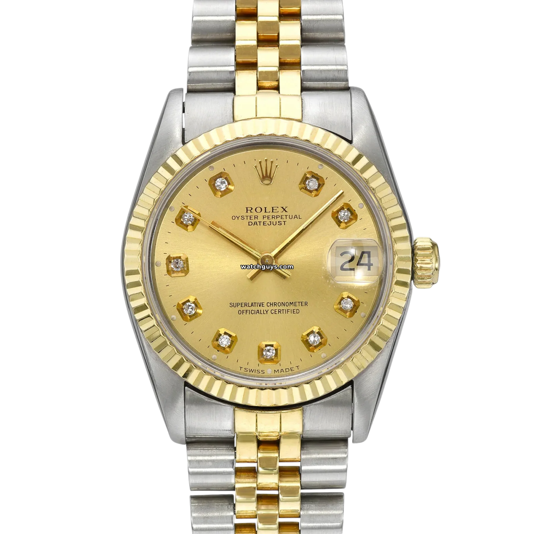 Women's Rolex Romantic Dinner Style Watches-Rolex Datejust 68273 Two Tone Champagne Diamond