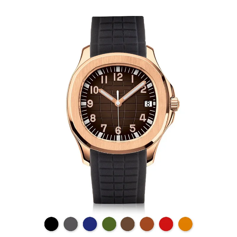 Men's Patek Philippe Tourbillon Watches-Patek Philippe Aquanaut - Integrated rubber watch band (black, grey, blue, green, orange...)