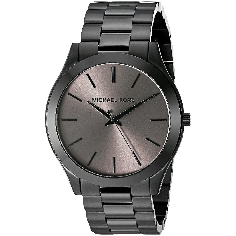 Men's Chronograph Watches for Emergency Signaling-Michael Kors Men's MK8507 Slim Runway Black Stainless Steel Watch