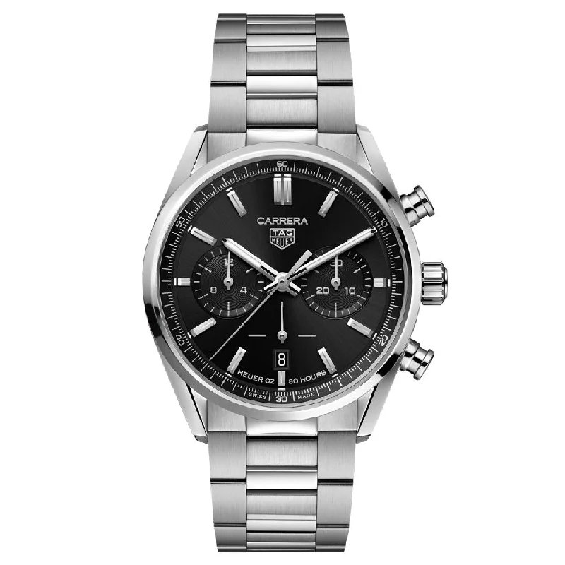 Women's Chronograph Watches for Retro Charm-TAG Heuer Carrera 42mm Black Dial Automatic Chronograph Gents Watch CBN2010.BA0642