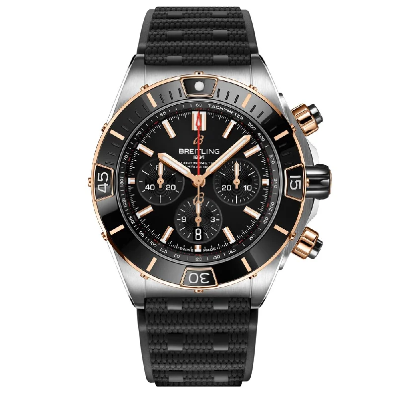 Women's Chronograph Watches for Technological Innovation-Breitling Super Chronomat B01 Chronograph 44mm Black Dial Automatic Gents Watch UB0136251B1S1
