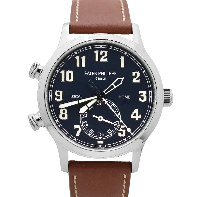 Women's Patek Philippe Seasonal Style Watches-MINT PAPERS Patek Philippe Calatrava Pilot Travel Time 18K GOLD 42mm 5524G Watch