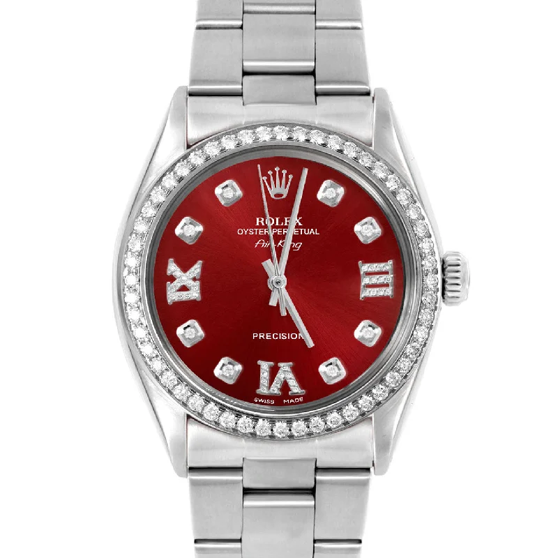 men's Rolex watches with small seconds subdial -​Rolex Air King 34mm | 5500-SS-RED-8DR369-BDS-OYS
