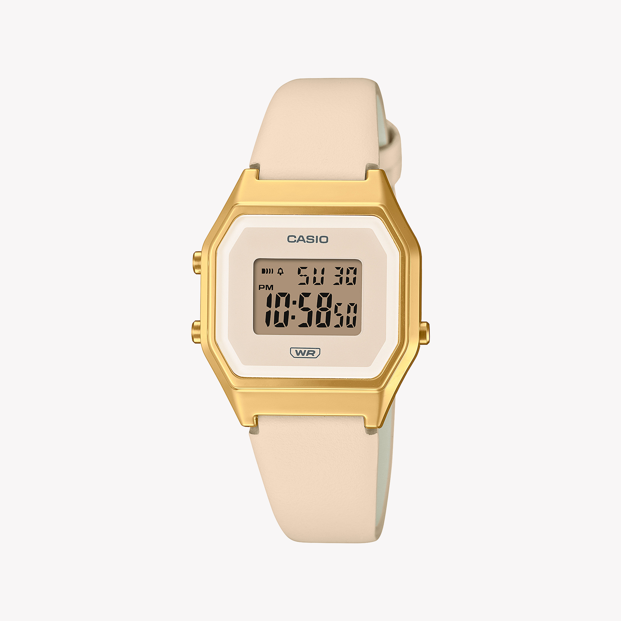Men's Digital Watches with Smart Features-Casio Women's Gold Digital Watch, Leather Band | LA680WEGL-4DF