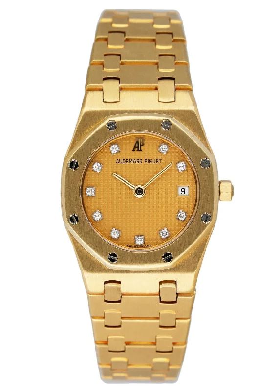 Men's Audemars Piguet Square Case Watches-Audemars Piguet Royal Oak Diamond Champagne Dial Ladies Watch